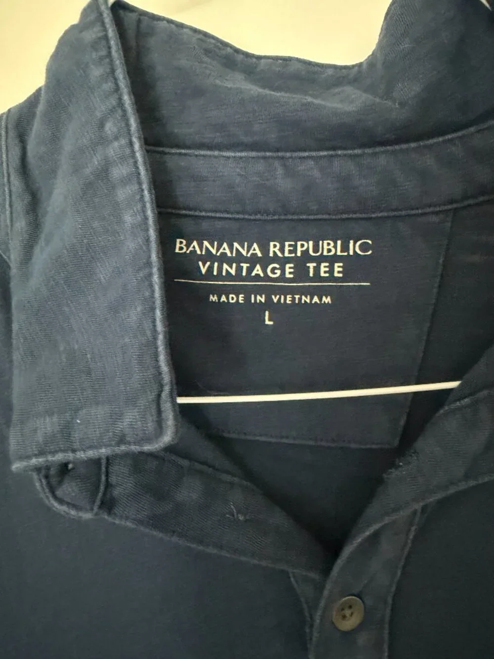 Banana Republic Vintage Tee Polo Men's L Navy Soft Wash